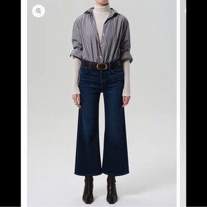 Citizens Of Humanity Lyra Wide Leg Crop Clean Hem in Dark Denim 29